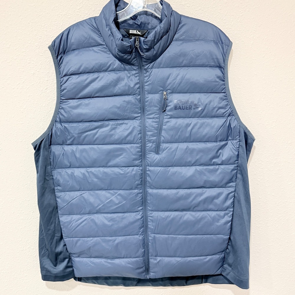 Eddie Bauer Puffer Vest XL Blue Down 550 Gorpcore Minimalist Outdoor Coastal